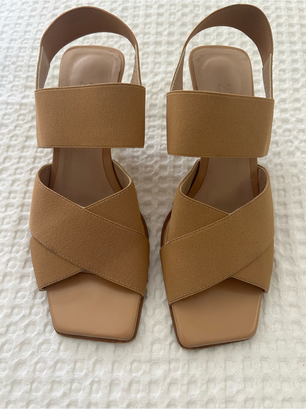Sunday Tan Elastic Strap Sandals